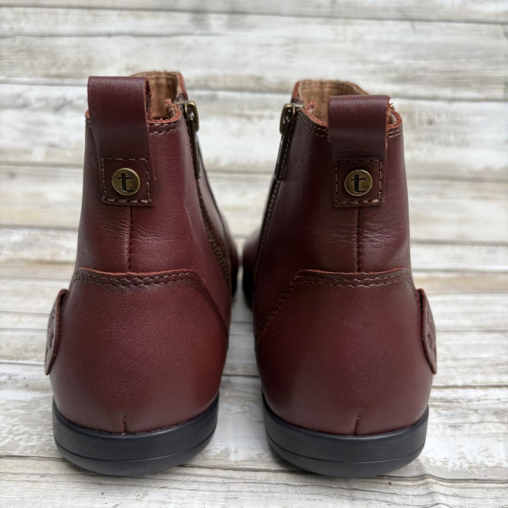 Taos Select Leather Ankle Boots Size 9 Burgundy Comfort Side Zip Bootie Gorpcore - Picture 4 of 10